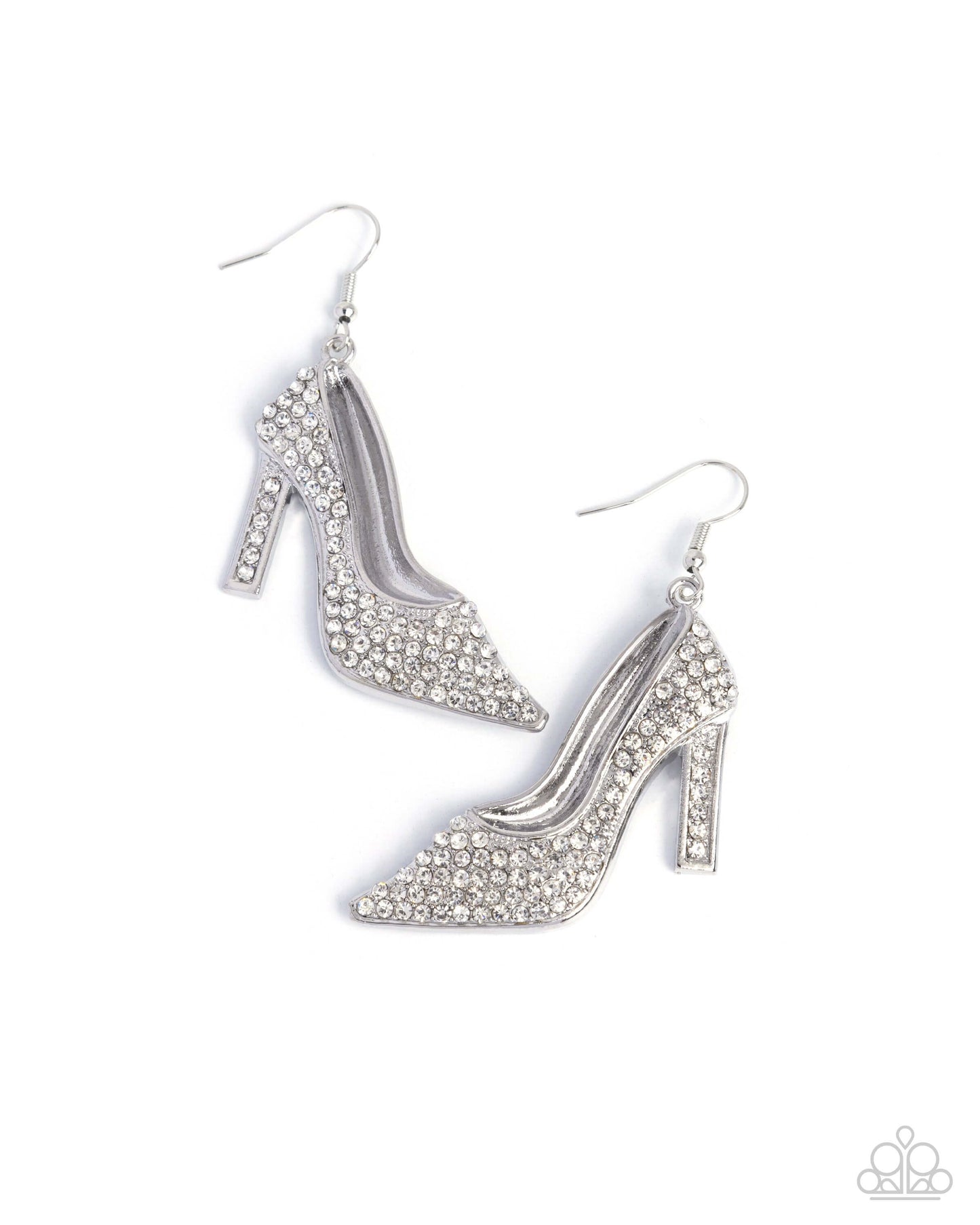 Wedding Shoes - White Paparazzi Earrings Accessories,earrings,Silver,White rhinestones