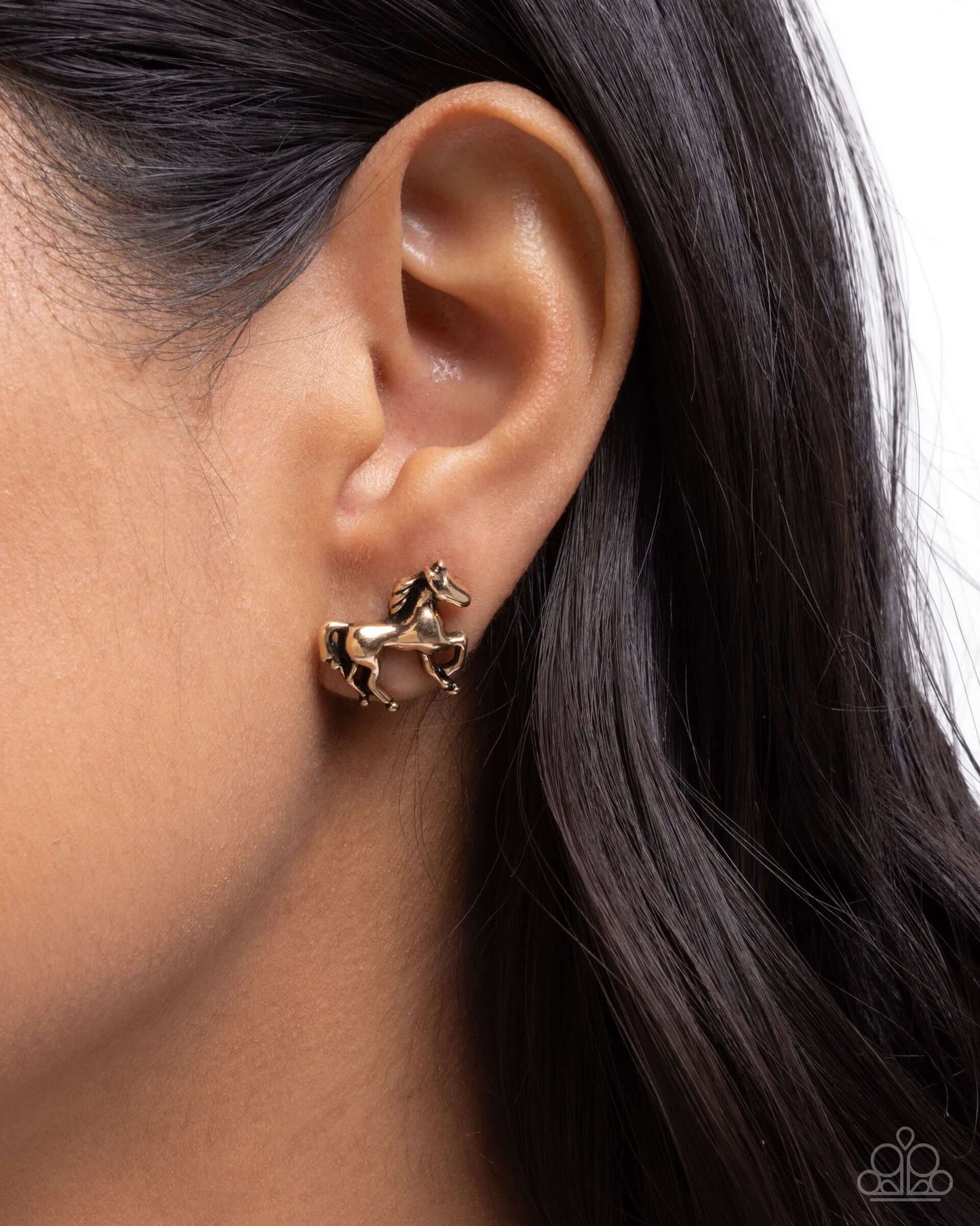 Stallion Selfie - Gold Paparazzi Pony Earrings