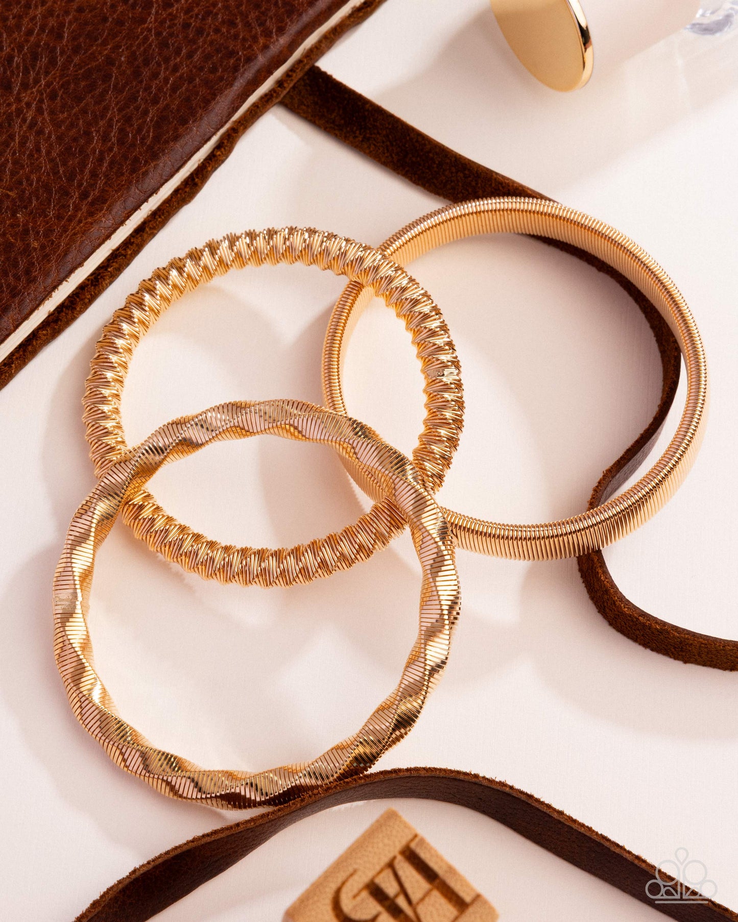 PREORDER ~ Tailored Texture - Gold Paparazzi Stretch Bracelet