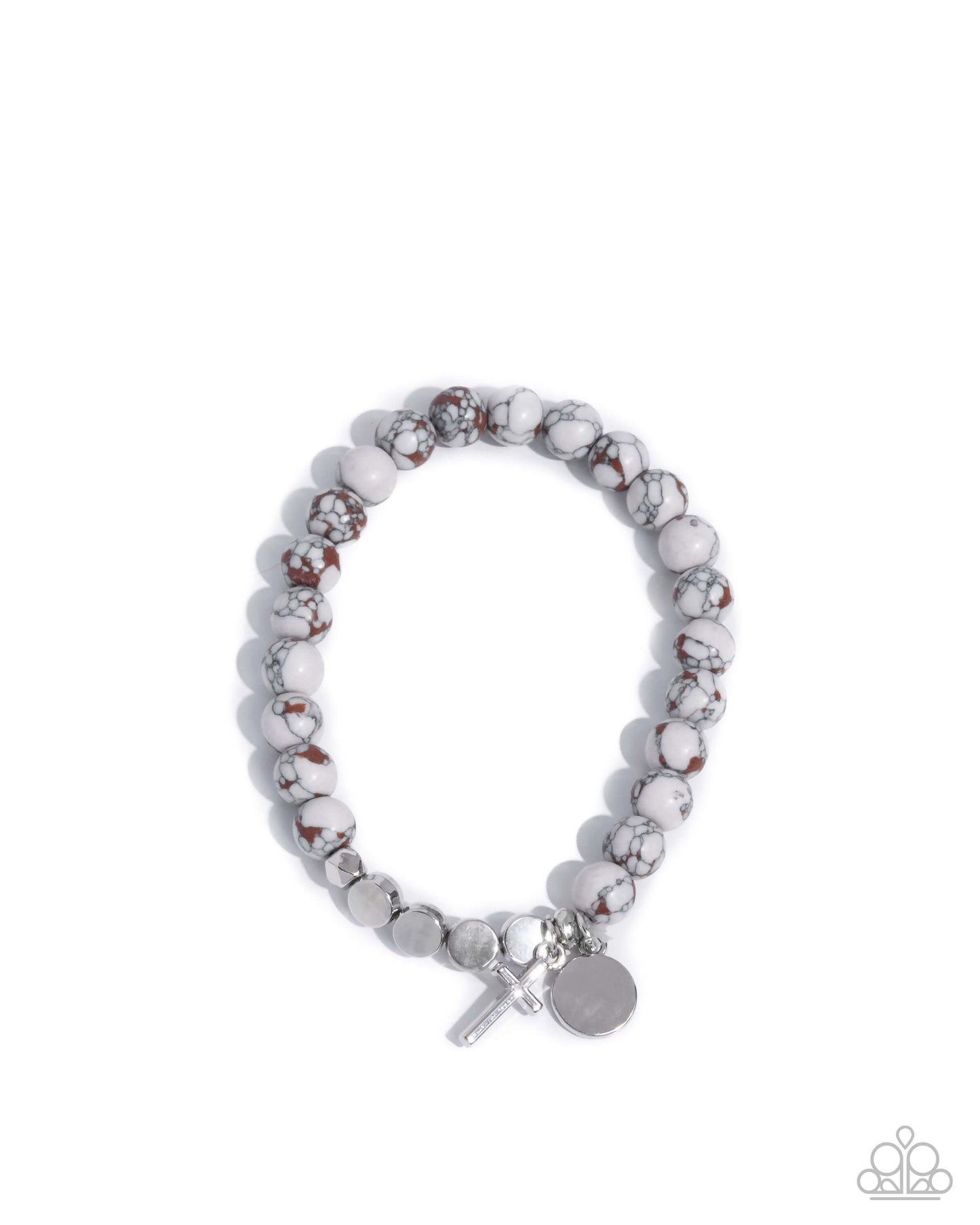 Devout Debut - White Paparazzi Cross Bracelet Accessories,Bracelet,Cross,Faith,Stretchy,White
