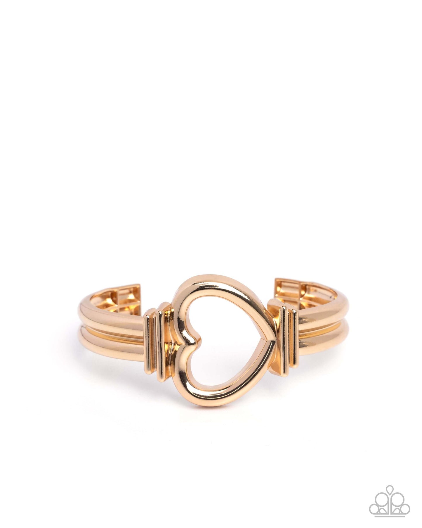 Heart Horizon - Gold Paparazzi Heart Bracelet Accessories,Bracelet,Cuff,Gold,Hearts