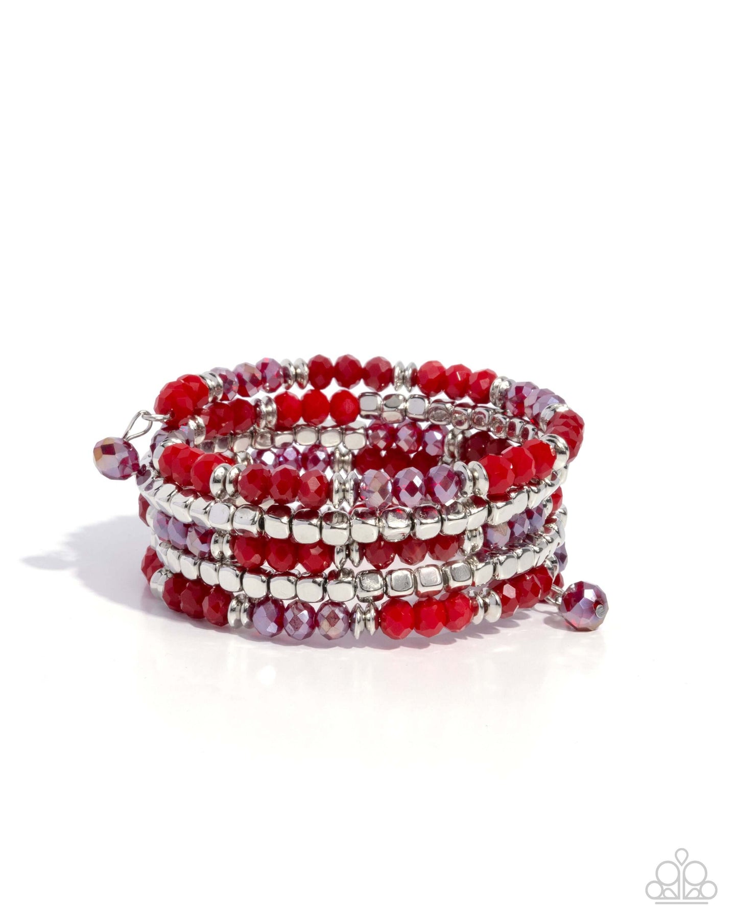 Memorable Masterpiece - Red Paparazzi Coil Bracelet Accessories,Bracelet,Coil Bracelet,Infinity Wrap,Iridescence,Red