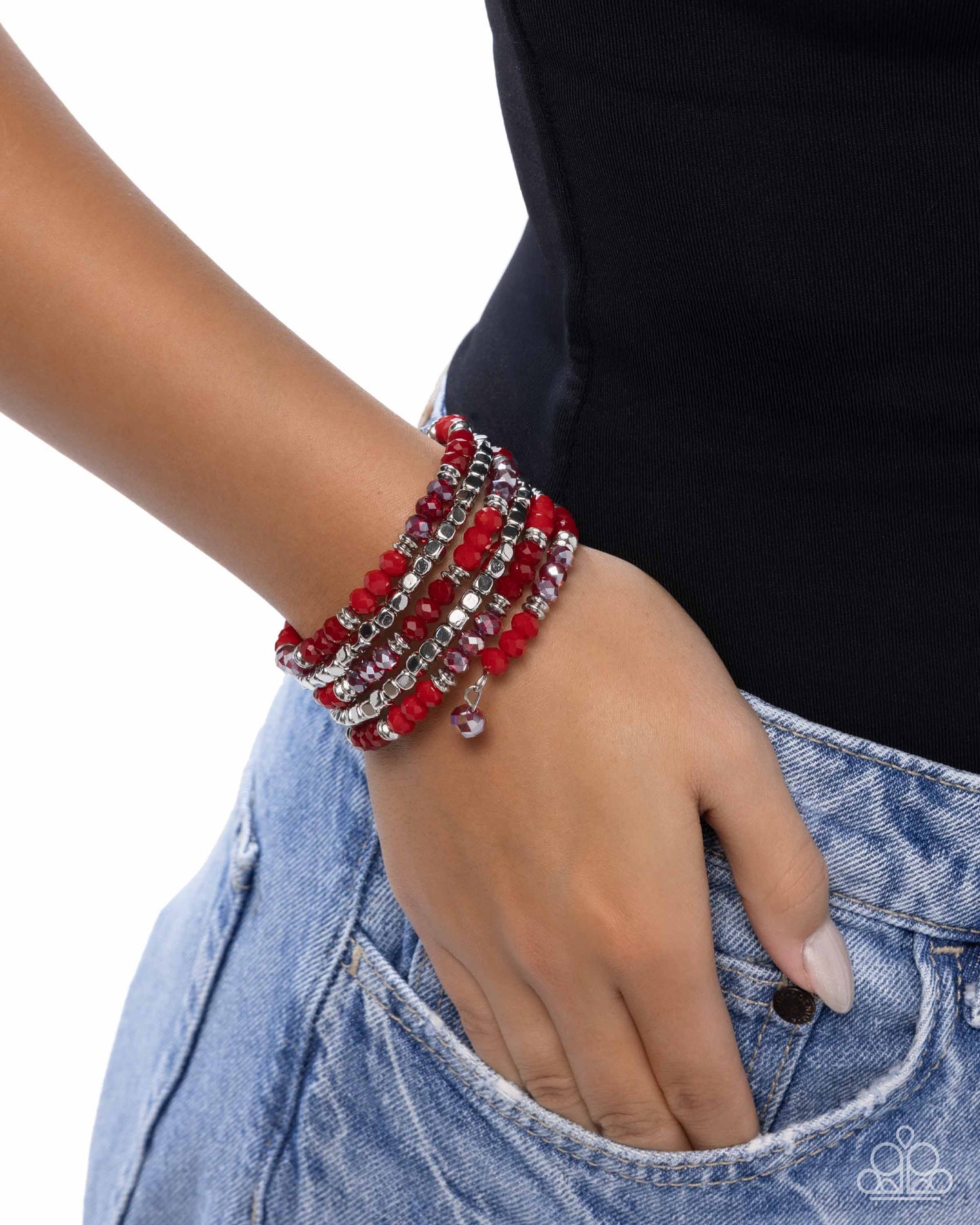 Memorable Masterpiece - Red Paparazzi Coil Bracelet Accessories,Bracelet,Coil Bracelet,Infinity Wrap,Iridescence,Red