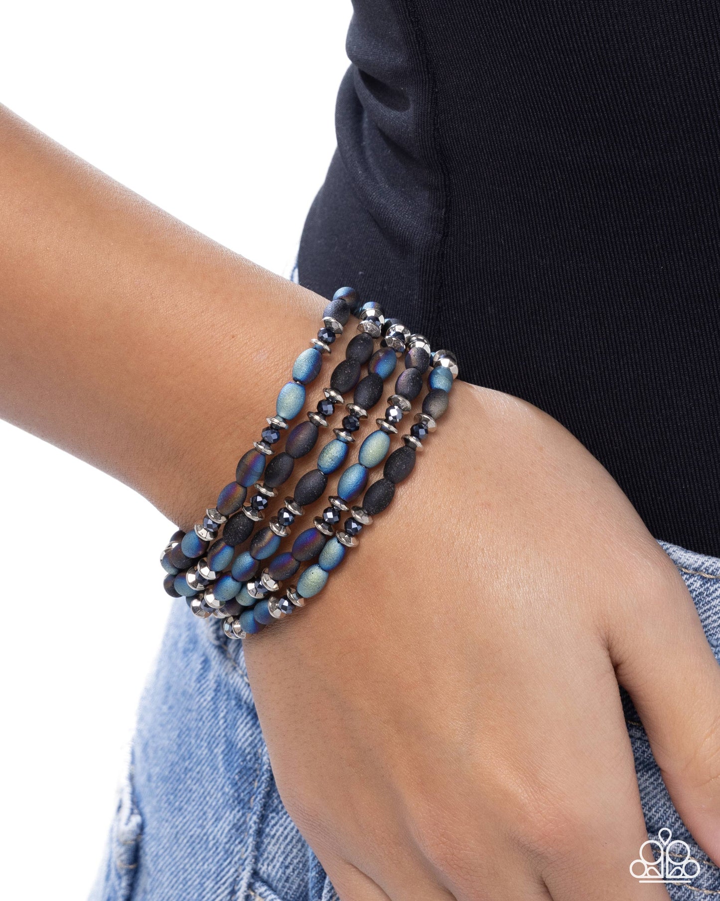 Final Impression - Black Paparazzi Ombre Stretchy Bracelet