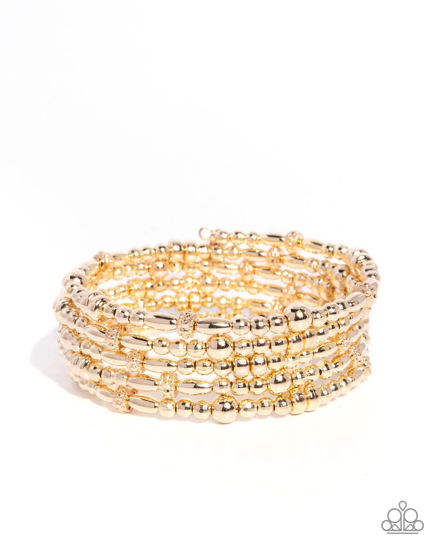 Boisterous Beads - Gold Paparazzi Coil Bracelet Accessories