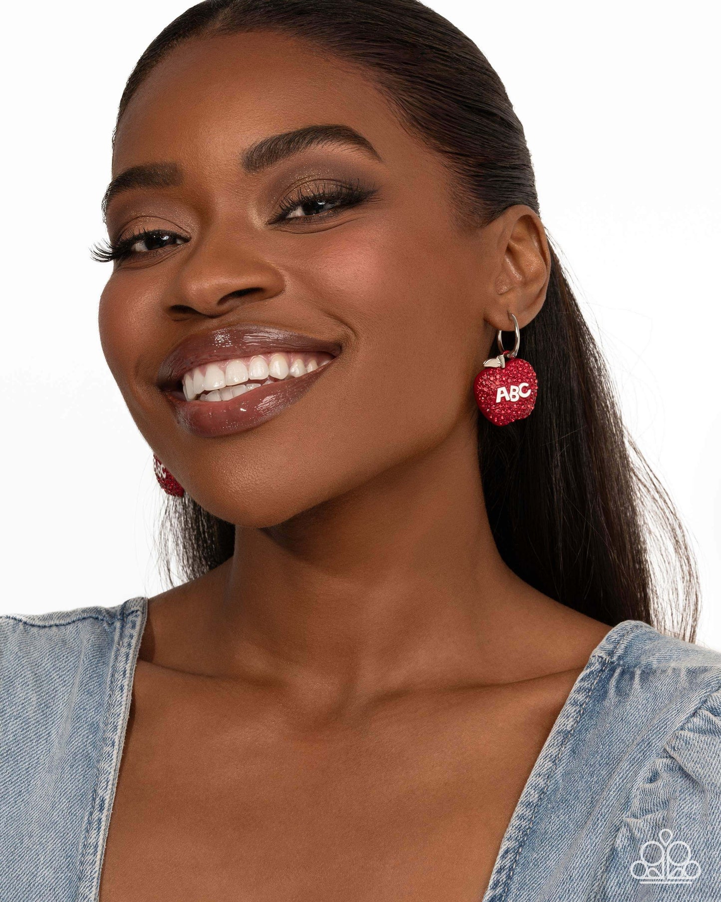 Adorable ABCs - Red Paparazzi Life of the Party Hoop Earrings Accessories,earrings,hinge closure,Hoops,Red,Tiny Hoops