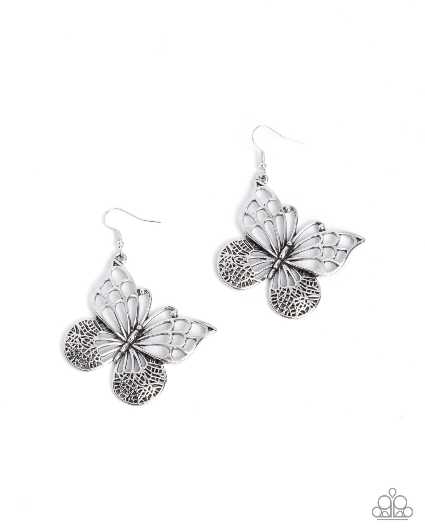 Soaring Skill - Silver Paparazzi Butterfly Earrings Accessories,Butterfly,earrings,Silver