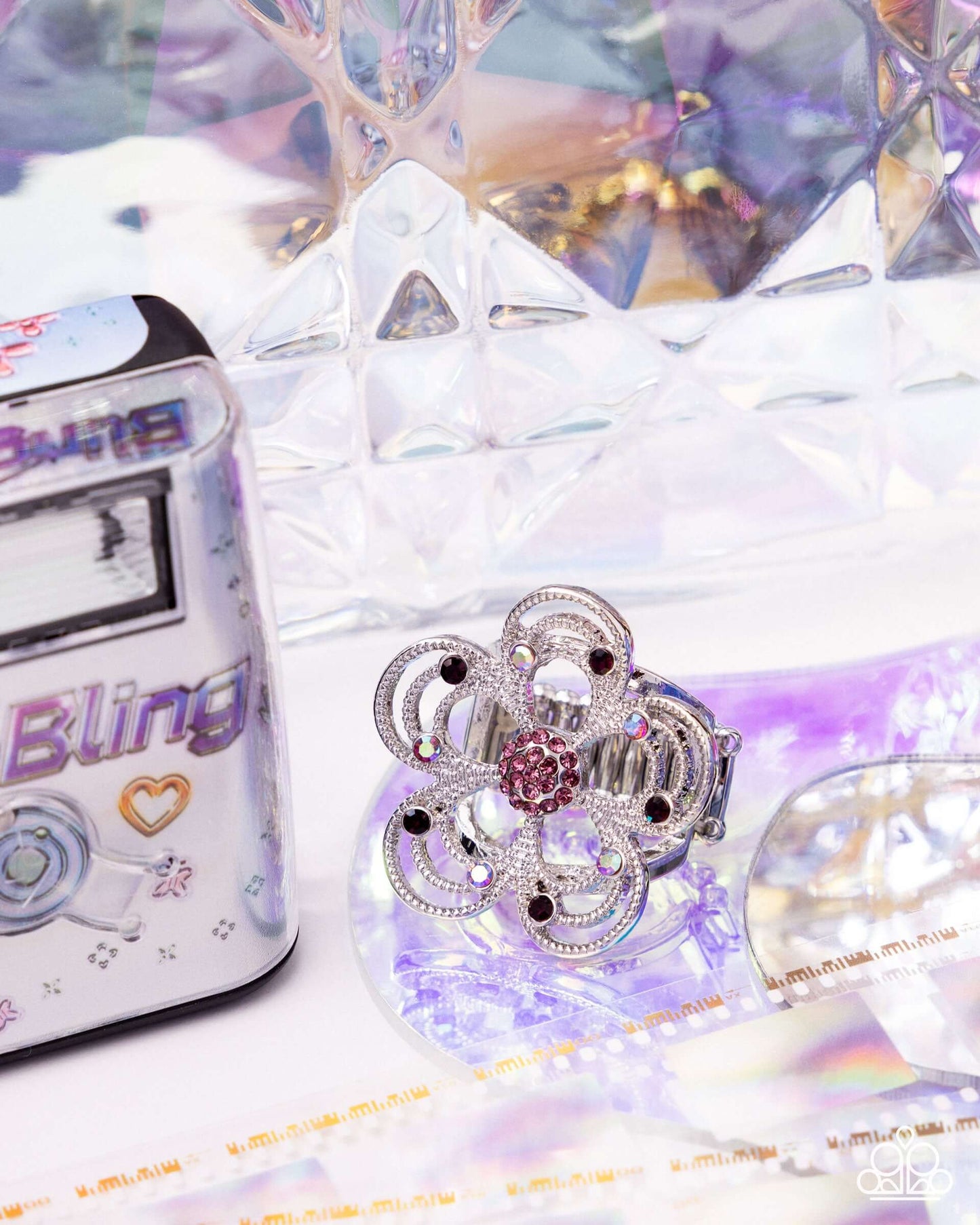 Still Studs - Purple Paparazzi Ring Accessories,amethyst stones,Iridescence,Multicolor,Ring,Silver Accents