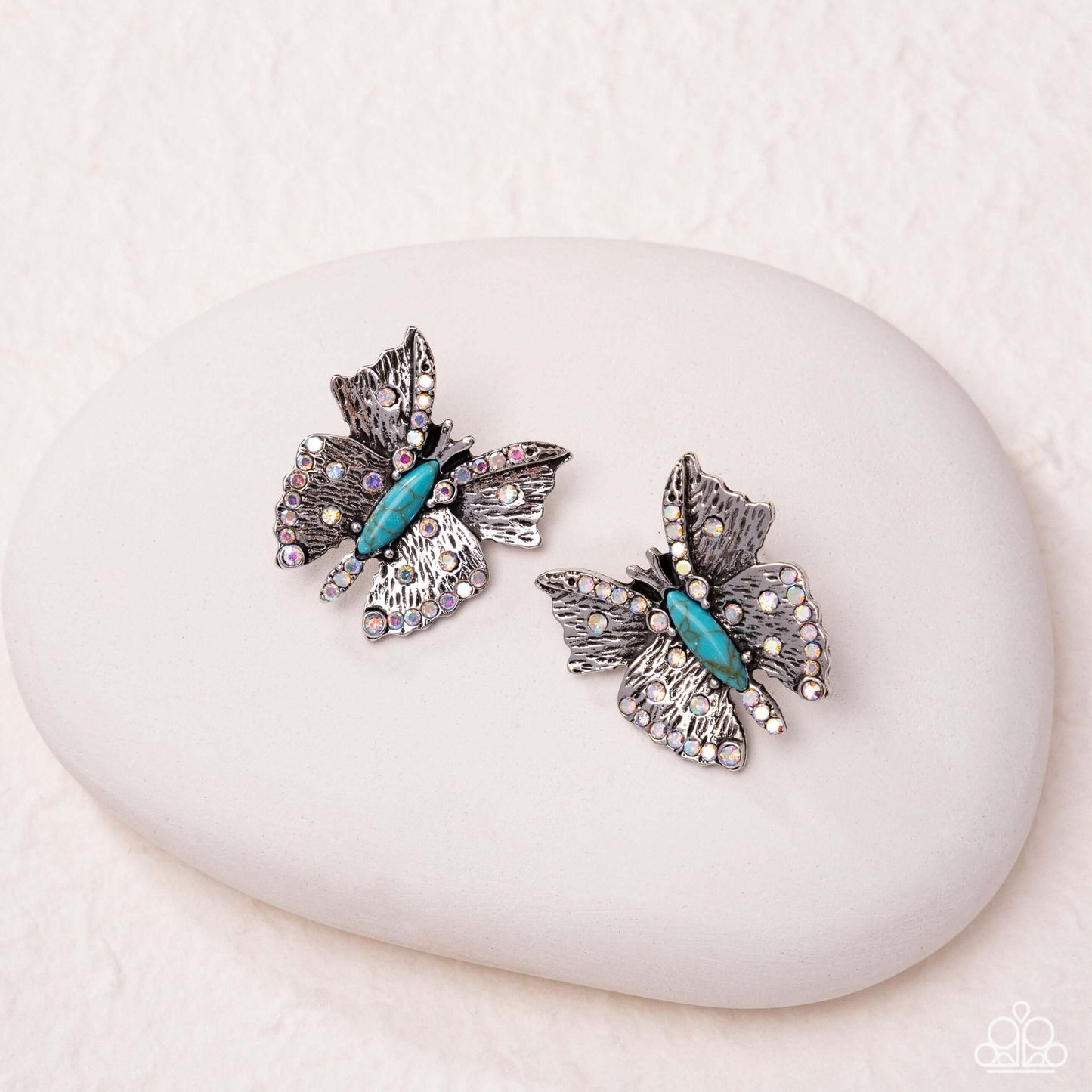 Hovering Harmony - Blue Paparazzi Butterfly Post Earrings