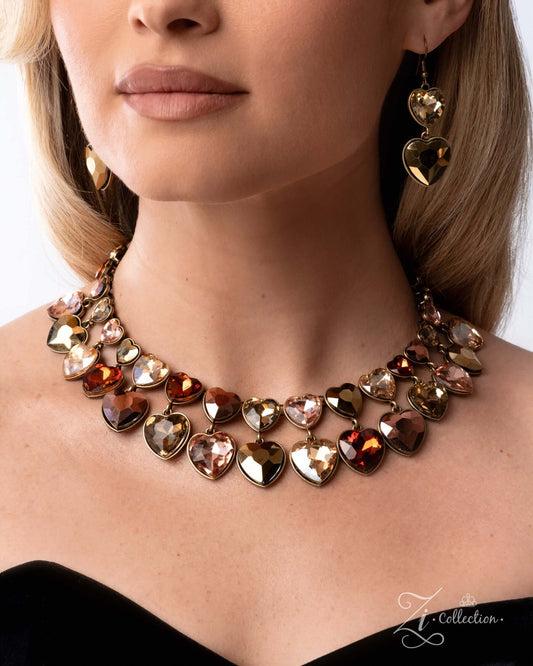 Affectionate Paparazzi Zi Collection 2025 Accessories,Brown,Hearts,Necklace,Short Necklace,ZiCollection