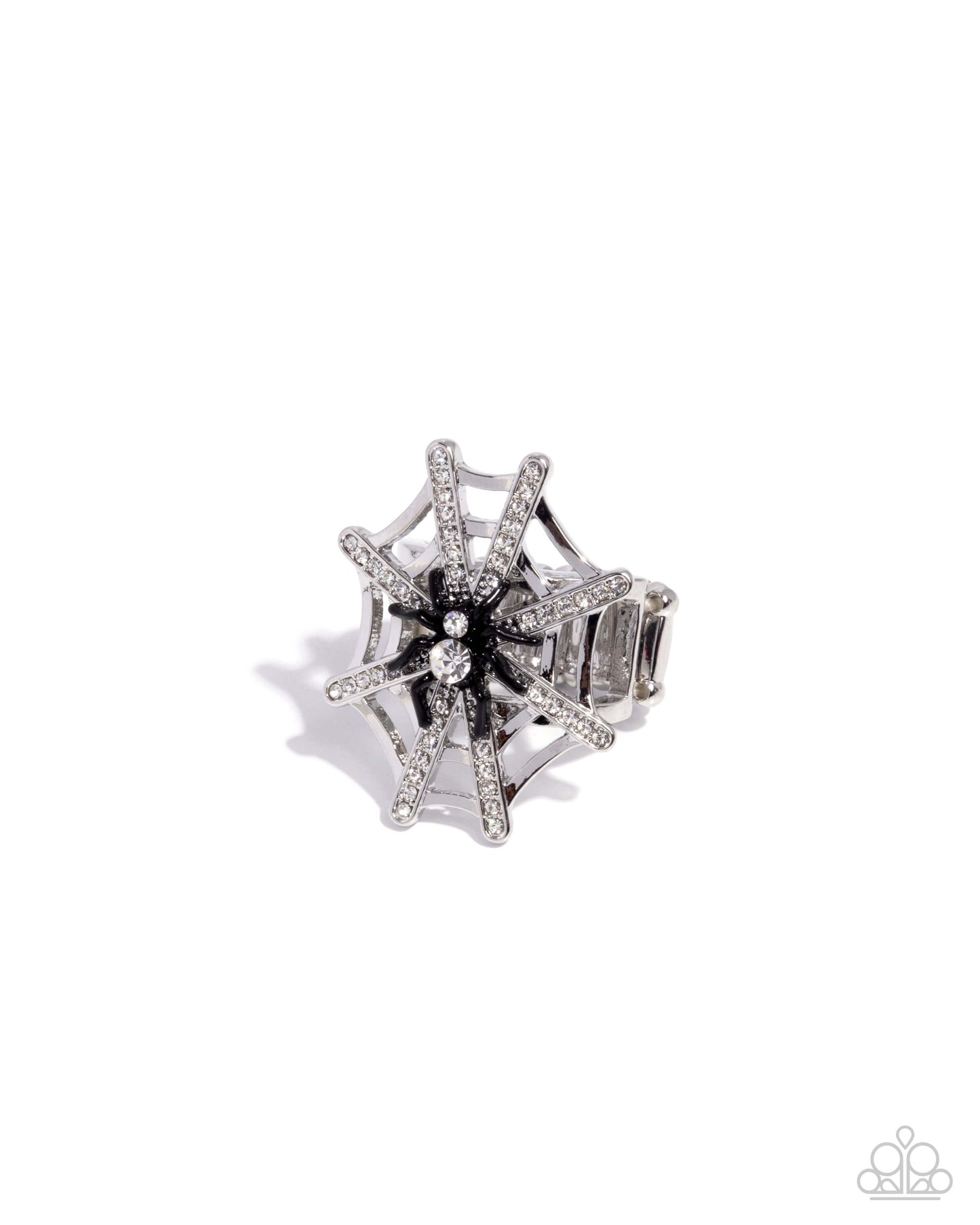 Spiderweb Shimmer - Black Paparazzi Halloween Ring Accessories,Ring,Seasonal,Silver