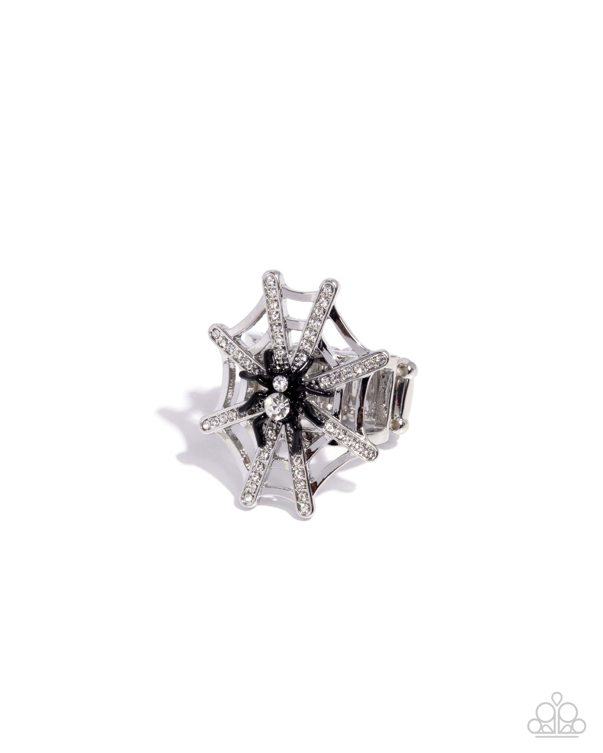 Spiderweb Shimmer - Black Paparazzi Halloween Ring Accessories,Ring,Seasonal,Silver