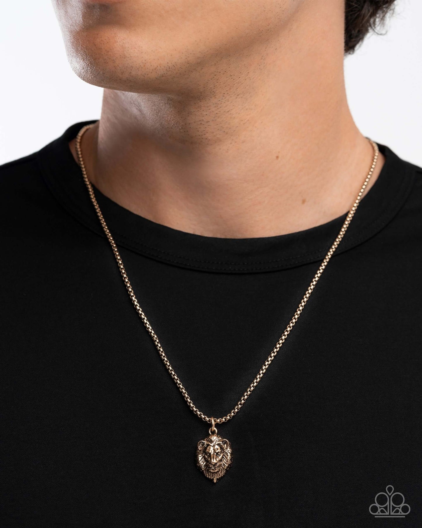 MANE Character - Gold Paparazzi Necklace Accessories,Animal Lovers,Gold,Mens Accessories,Necklace,Short Necklace