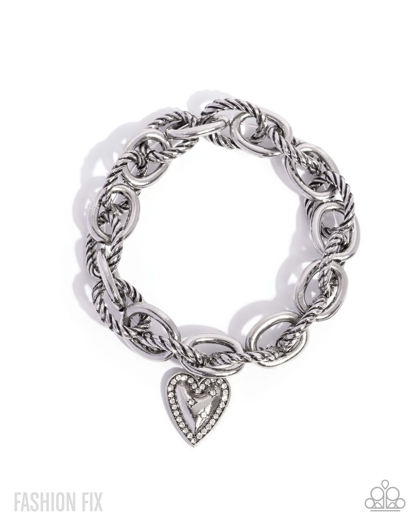 Dreaming Definition - White Paparazzi Heart Stretchy Bracelet Accessories,Bracelet,Hearts,Silver,Stretchy