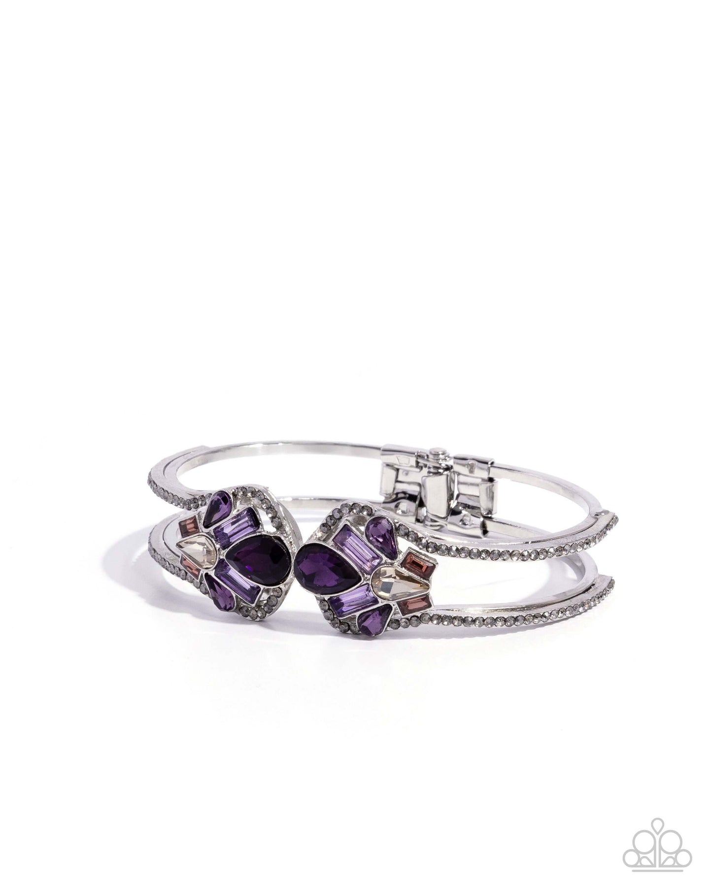 Cosmopolitan Catwalk - Purple Paparazzi Bracelet Accessories,Bracelet,hinge closure,Peach,purple,Silver Accents