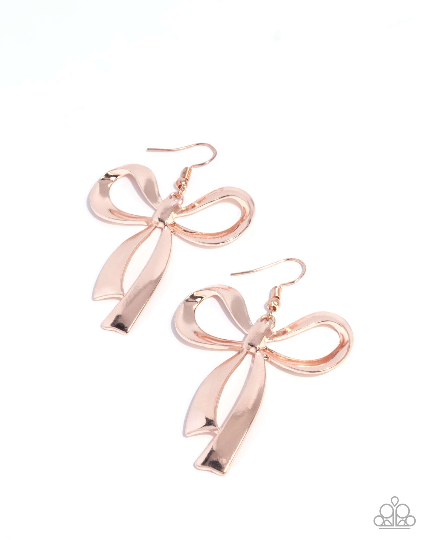 Captivating Coquette - Rose Gold Paparazzi Bow Earrings Accessories,Bow,earrings,Rose Gold