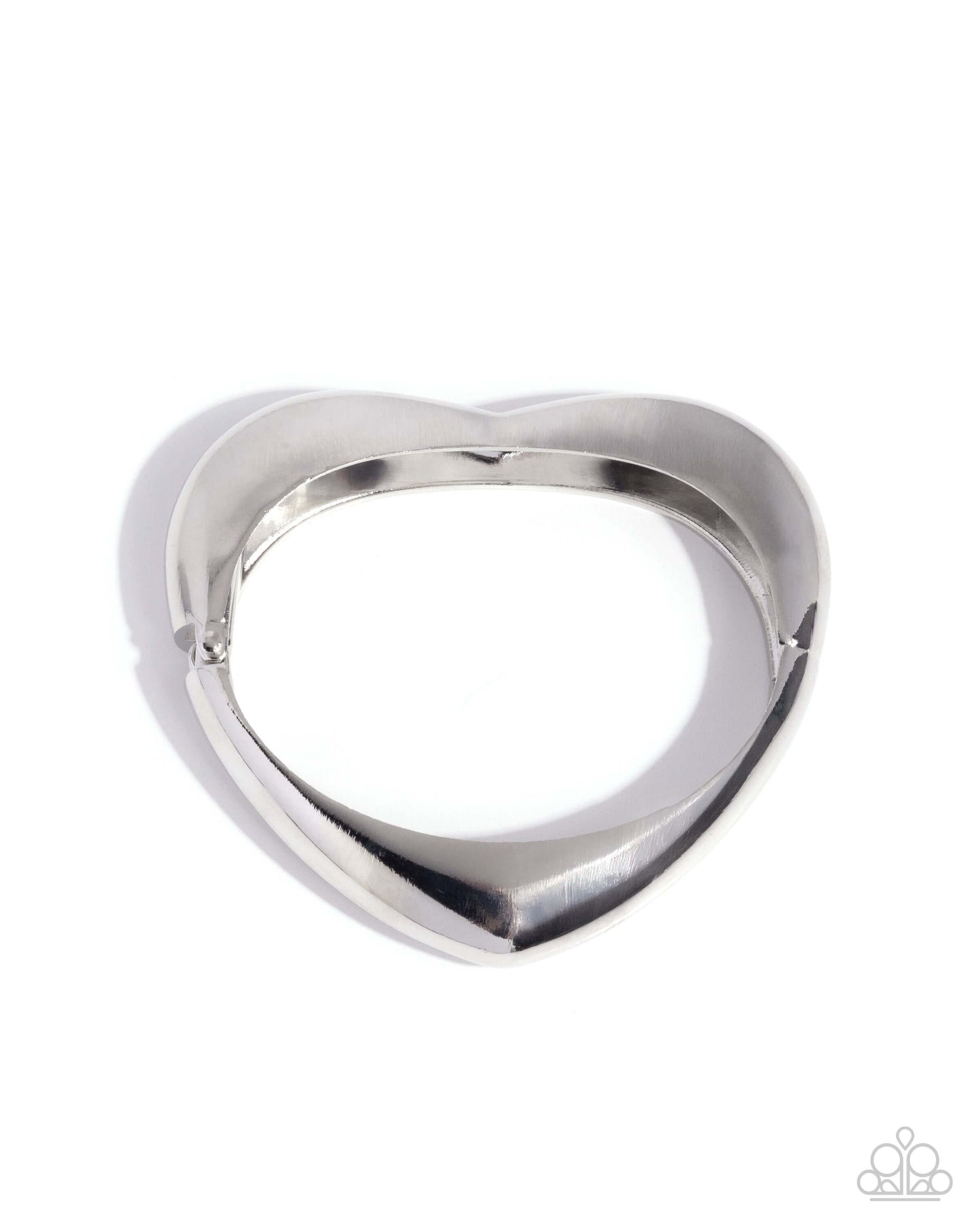 Metallic Matchmaker - Silver Paparazzi Heart Bracelet Accessories,Bracelet,Hearts,hinge closure,Silver