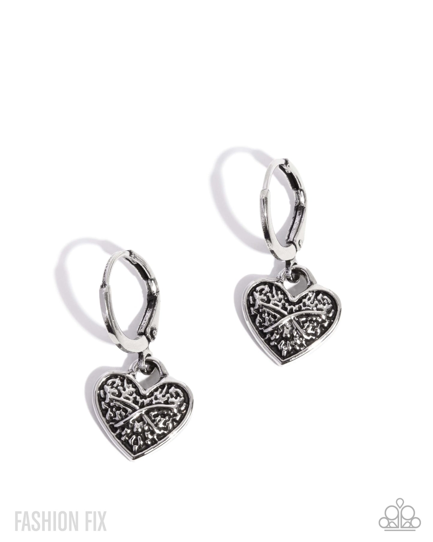 Enduring Effort - Silver Paparazzi Heart Hoop Earrings Accessories,earrings,Hearts,hinge closure,Hoops,Tiny Hoops