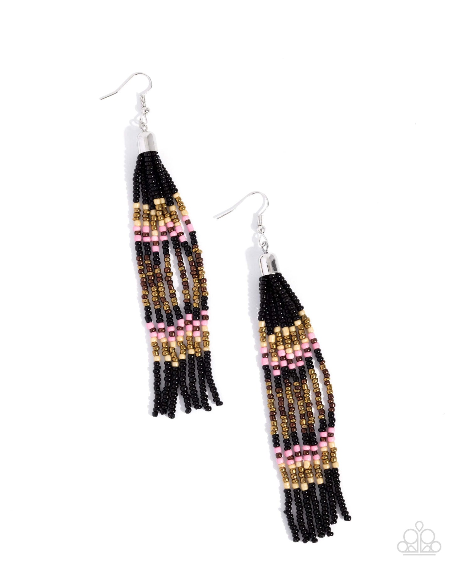 Stunning Strands - Black Paparazzi Seed Bead Earrings Accessories,Black,earrings,Multicolor,Seedbeads