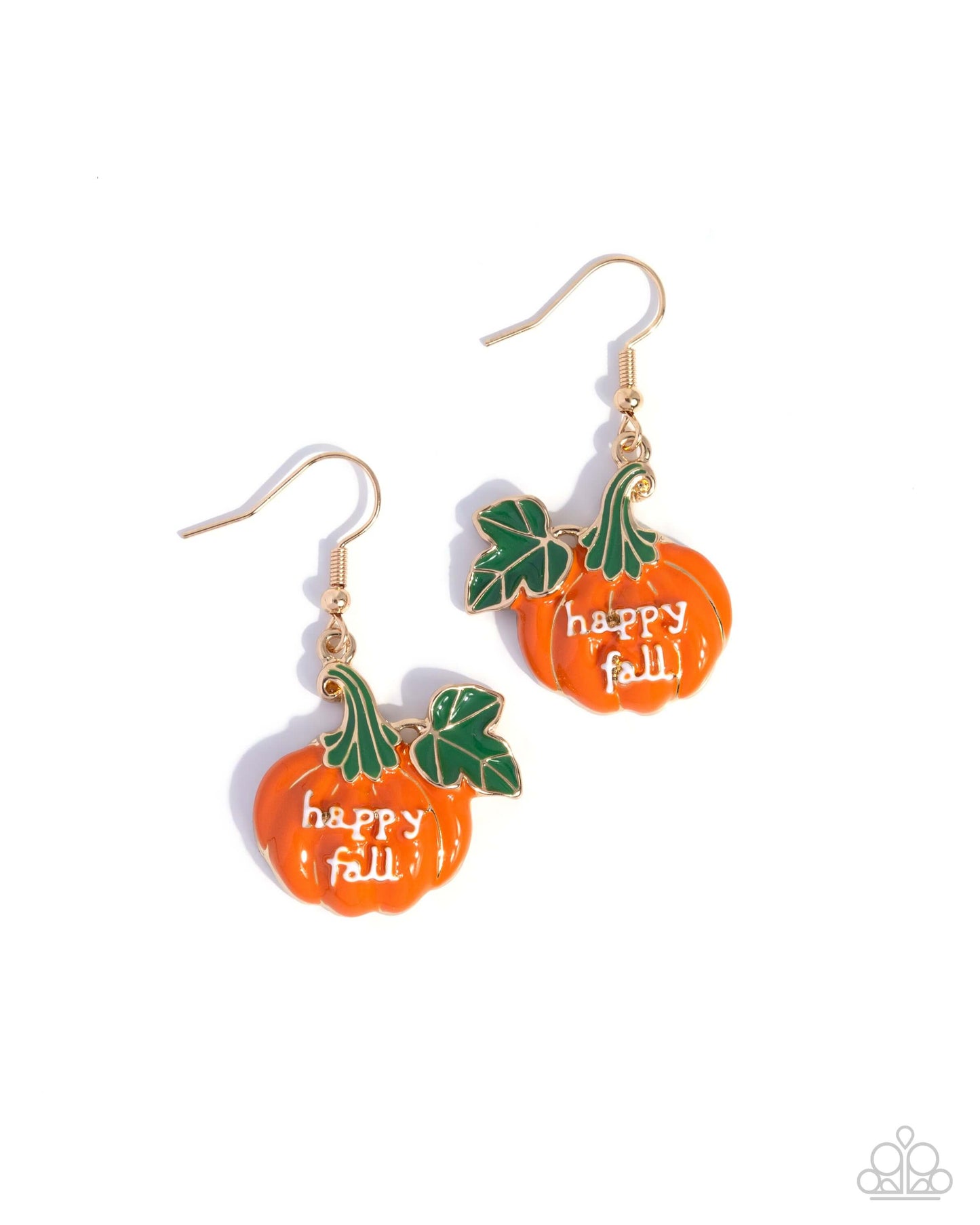 Autumn Affair - Orange Paparazzi Pumpkin Earrings Accessories,earrings,Orange,Seasonal,Silver Accents
