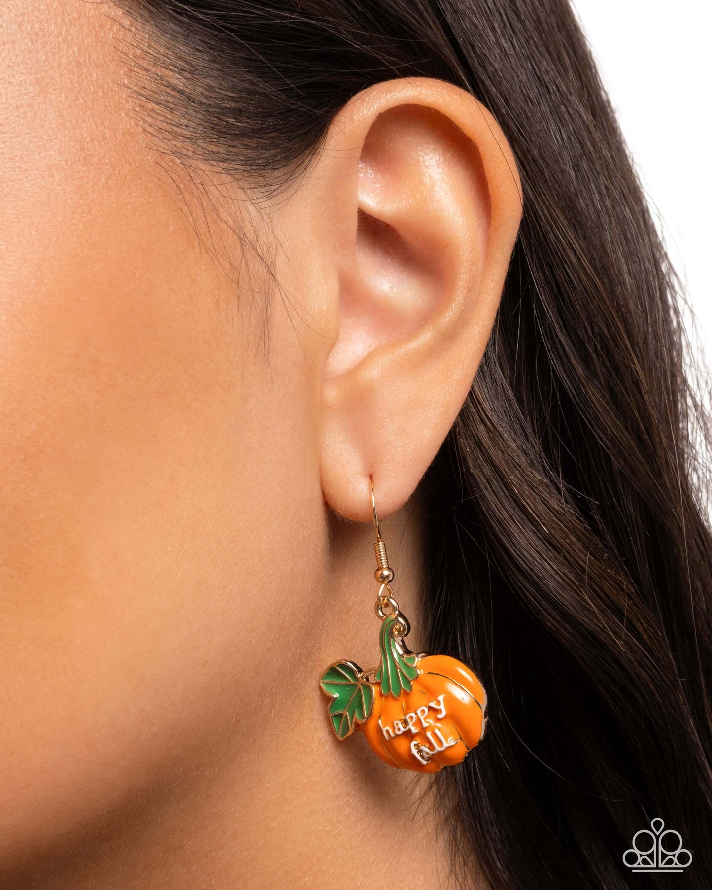 Autumn Affair - Orange Paparazzi Pumpkin Earrings Accessories,earrings,Orange,Seasonal,Silver Accents