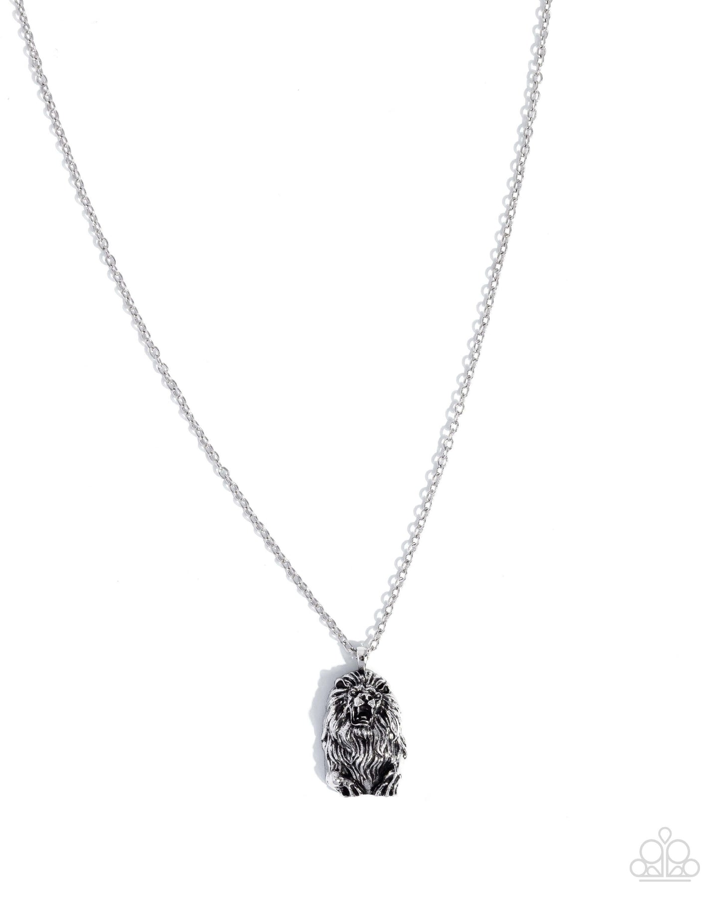Lion Pride - Silver Paparazzi Necklace Accessories,Animal Lovers,Lion,Mens Accessories,Necklace,New Arrival,Short Necklace,Silver