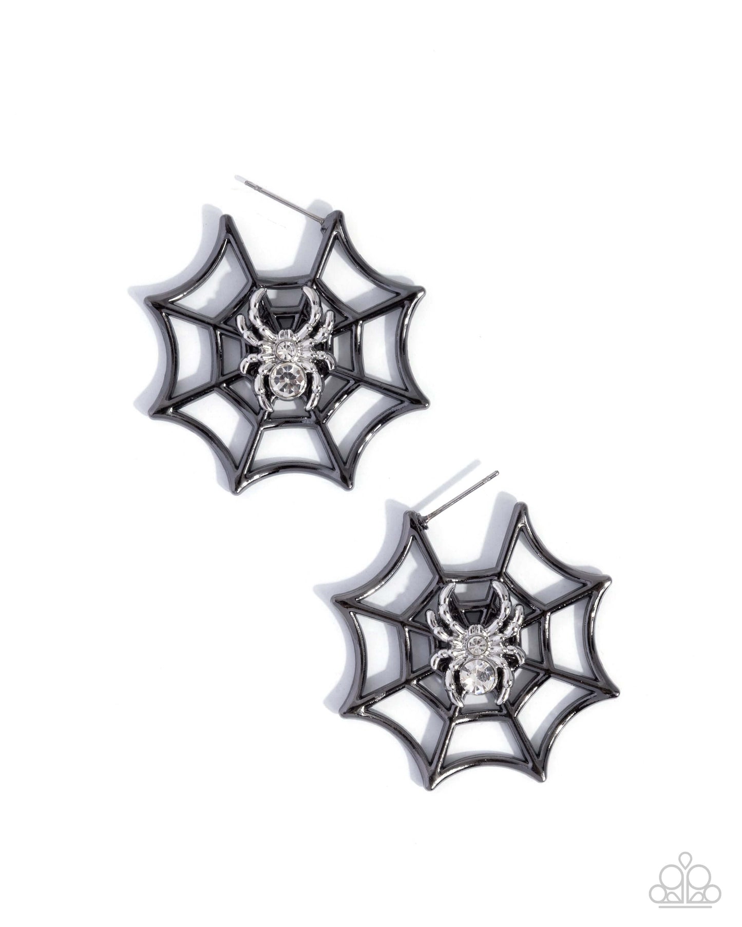 Spiderweb Showcase - Black Paparazzi Hoop Earrings Accessories,Black,earrings,Hoops,Seasonal