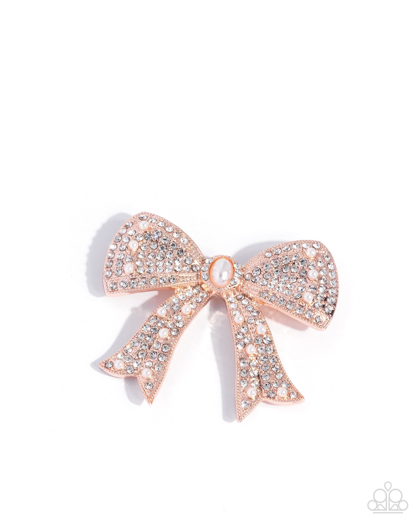PREORDER ~ Bow Bravado - Rose Gold Paparazzi Brooch