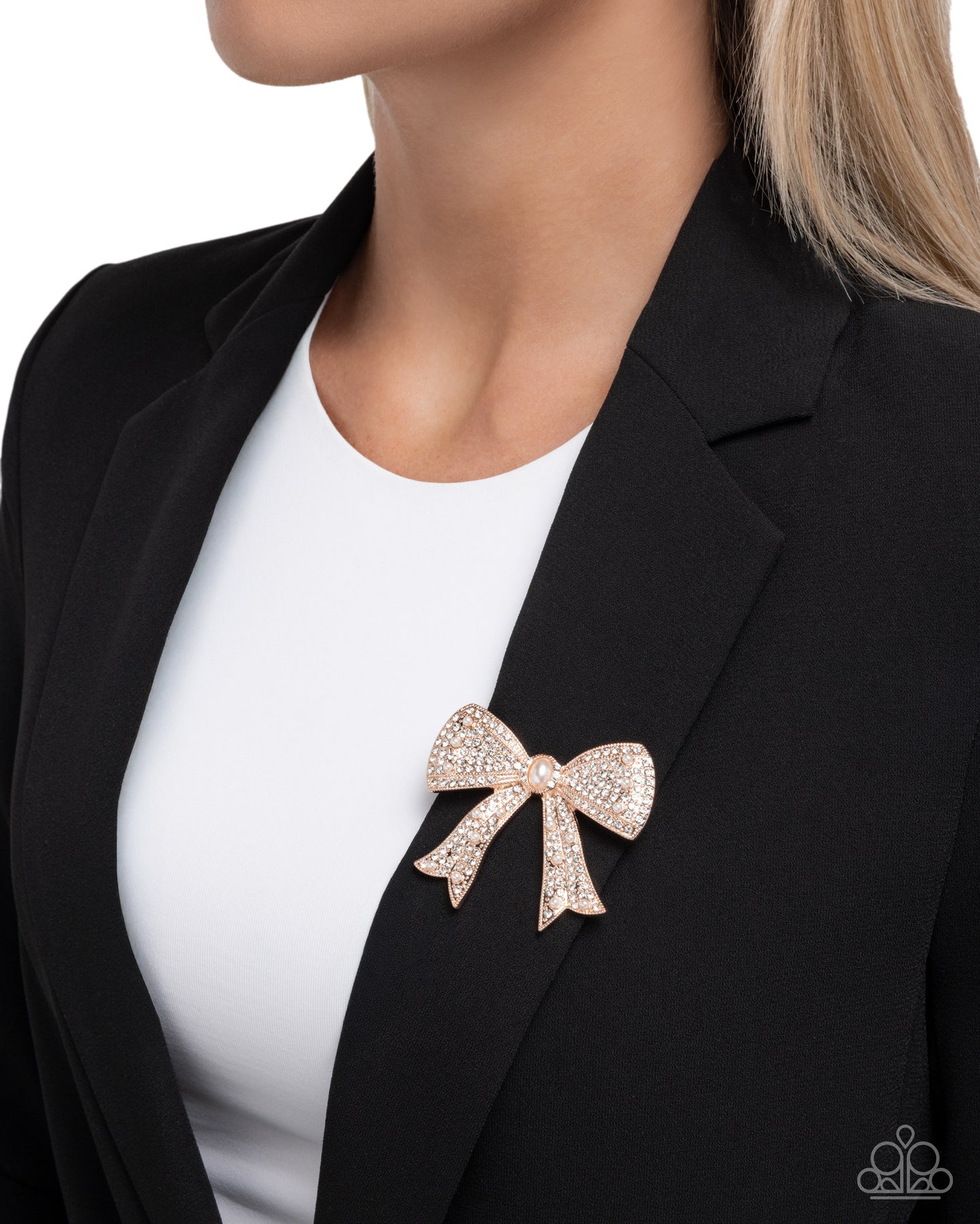 PREORDER ~ Bow Bravado - Rose Gold Paparazzi Brooch