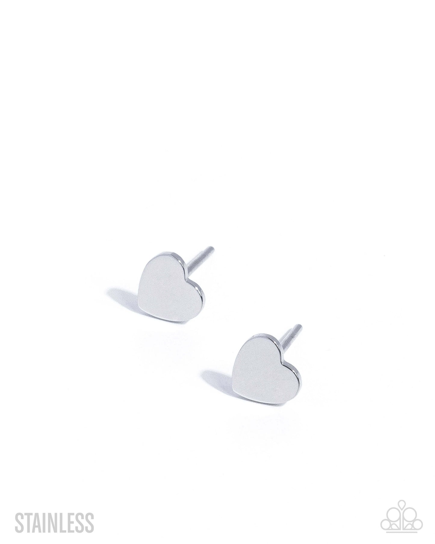 Affectionate Advocate - Silver Paparazzi Stainless Steel Heart Post Earrings Accessories,earrings,Hearts,New Arrival,Post,Stainless Steel