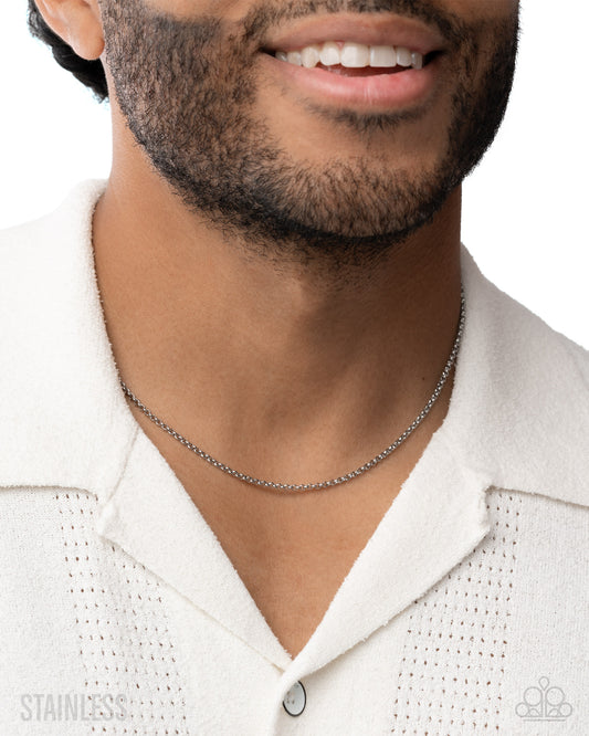 Luminescent Leverage - Silver Paparazzi Stainless Steel Necklace