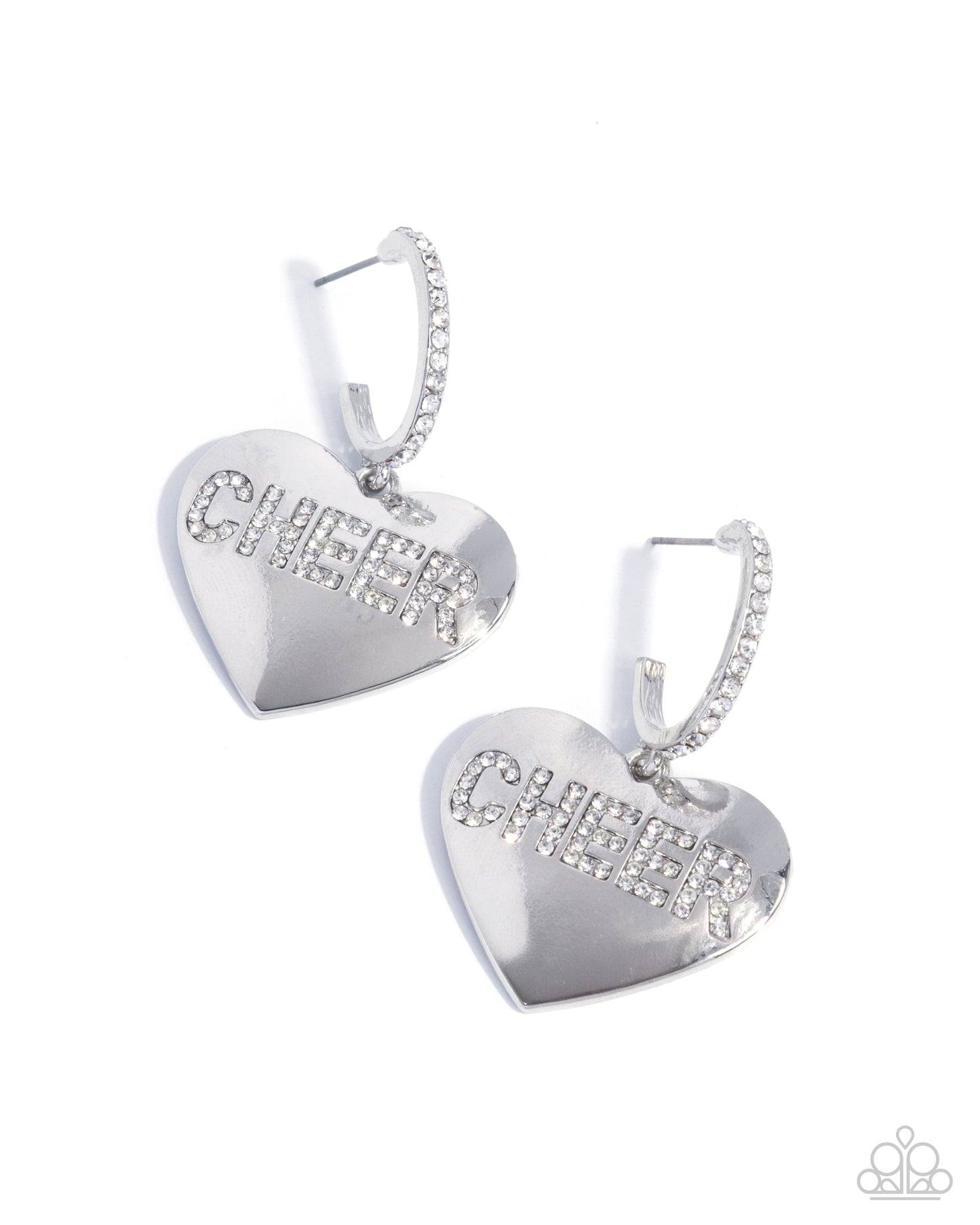 PREORDER ~ Shimmery Spotter - White Paparazzi Heart Hoop Earrings