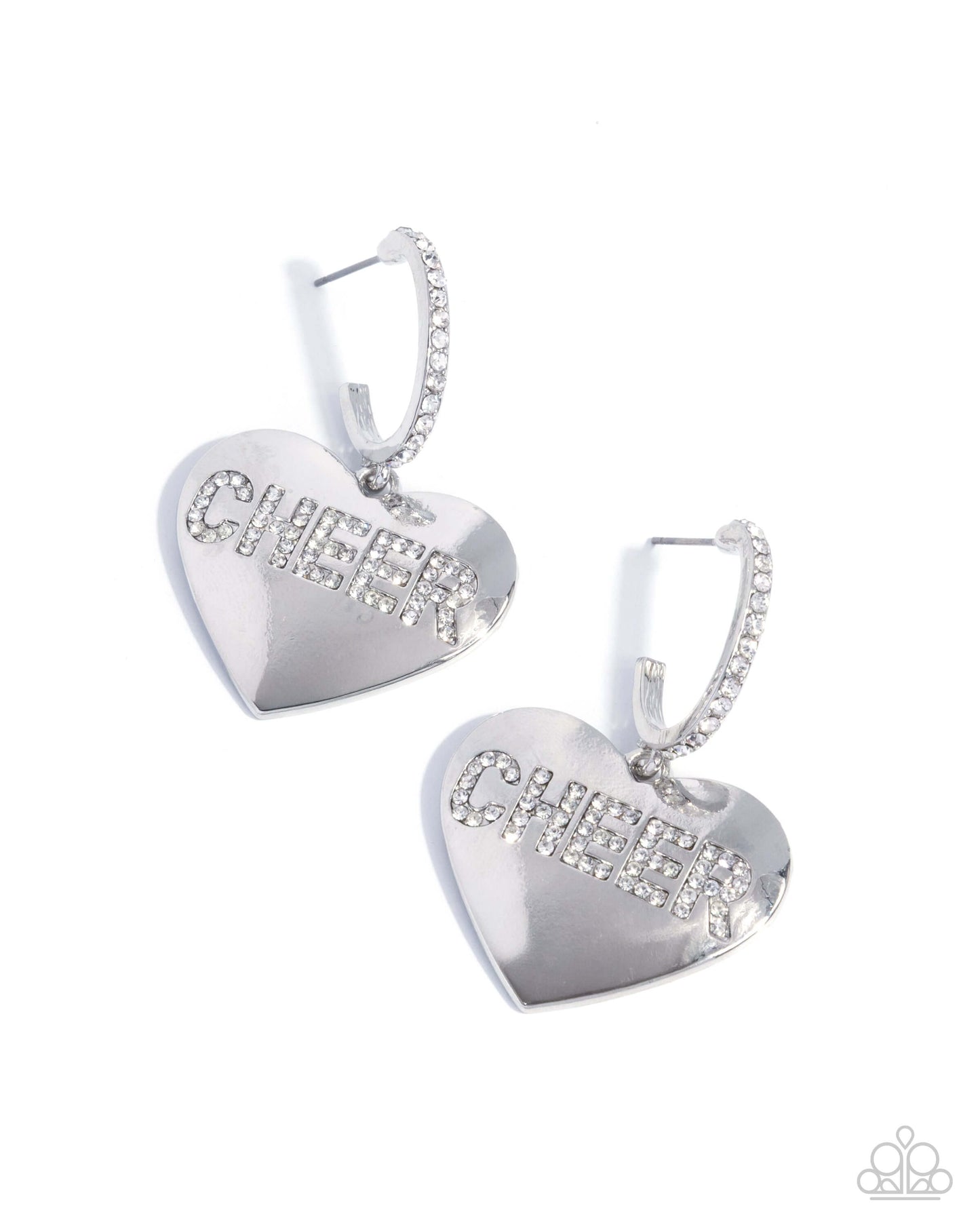 Shimmery Spotter - White Paparazzi Heart Hoop Earrings