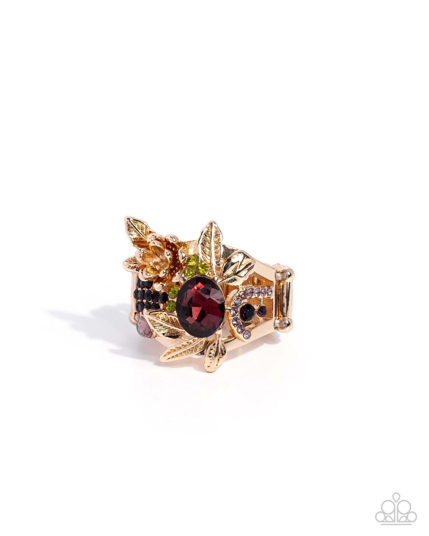 Historic Harvest - Gold Paparazzi Ring Accessories,Brown,Floral,Gold,Leaf,Ring