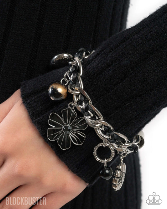 Equally Enchanted - Black Blockbuster Paparazzi Charm Bracelet Accessories,Black,Blockbuster,Bracelet,Charms,Silver Accents