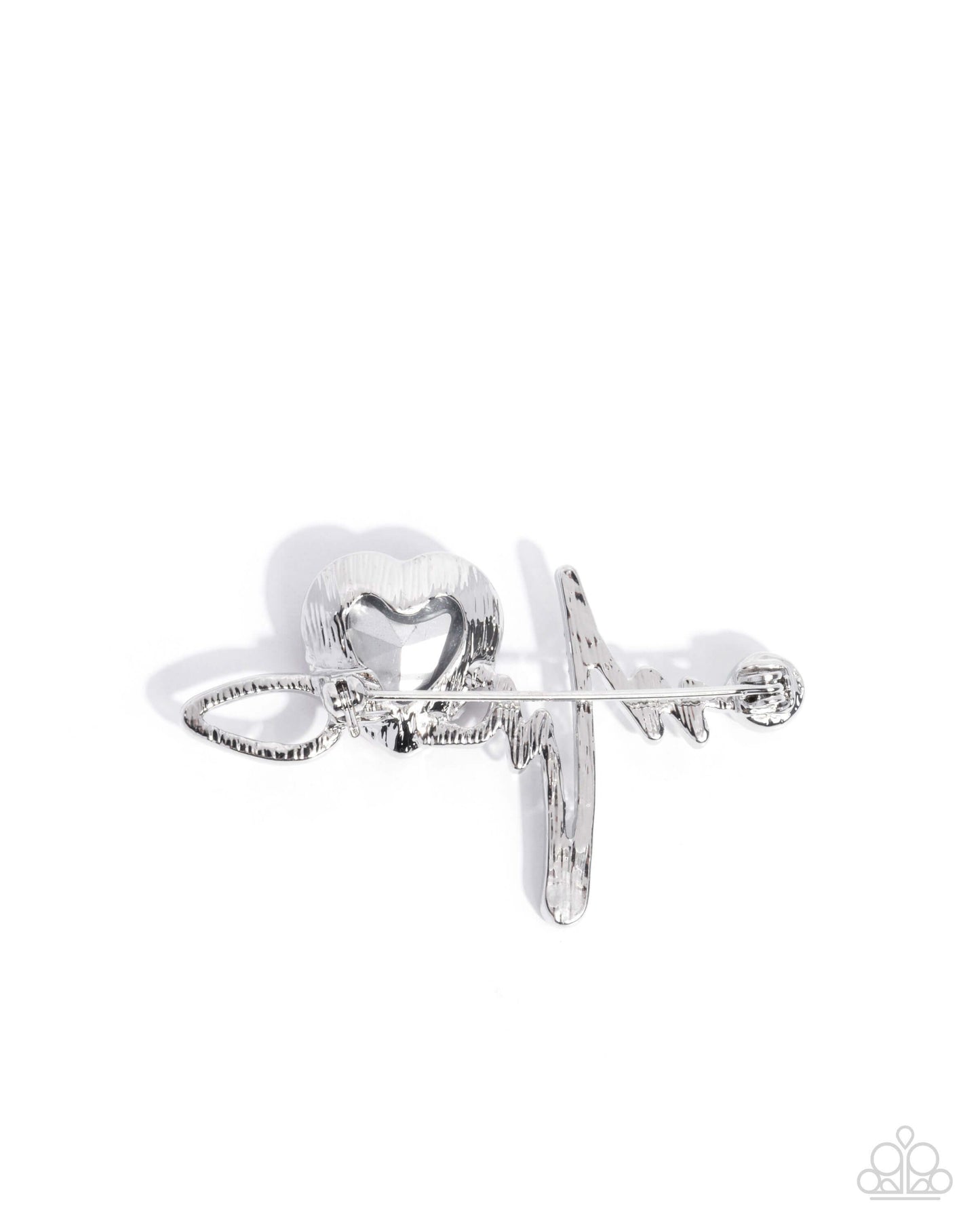 Medical Hero - Pink Paparazzi Heartbeat Brooch Accessories,Brooch,Hearts,New Arrival,purple,Silver Accents