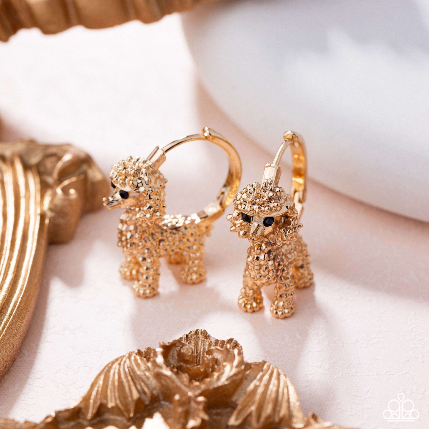 Prized Poodle - Gold Paparazzi Animal Earrings Accessories,Animal Lovers,Animal Print,earrings,Gold,Hoops,Tiny Hoops