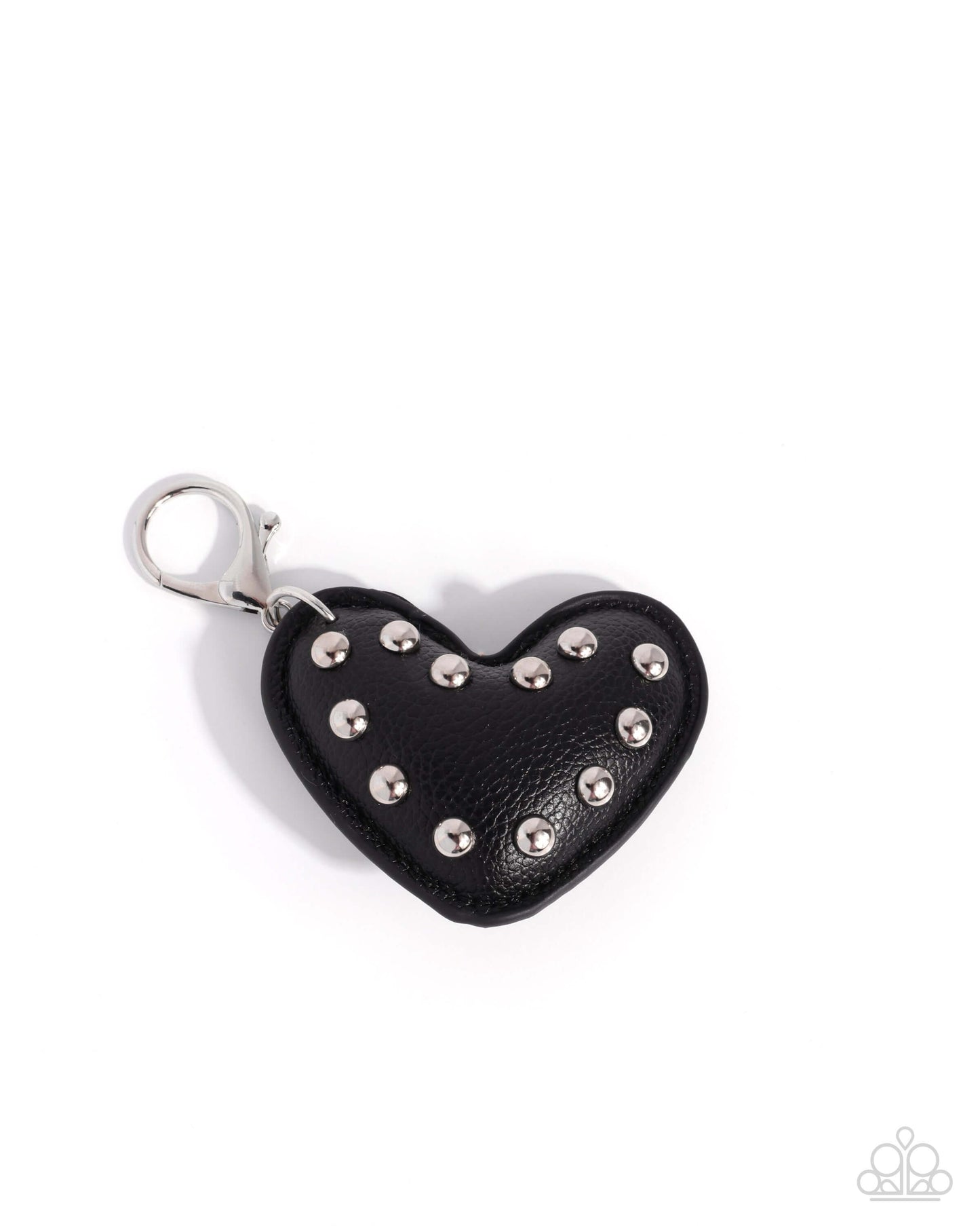 Studded Sweetheart - Black Paparazzi Leather Bag Charm Accessories,Bag Charm,Black,Leather,New Arrival