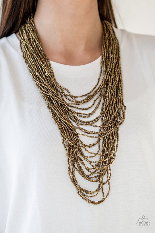 Dauntless Dazzle - brass - Paparazzi necklace $5 Jewelry with Janet Morgan