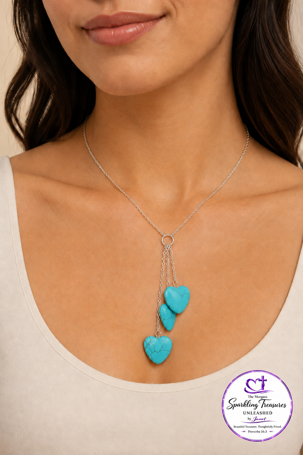 Cascading Hearts™ Blue Pendant Necklace