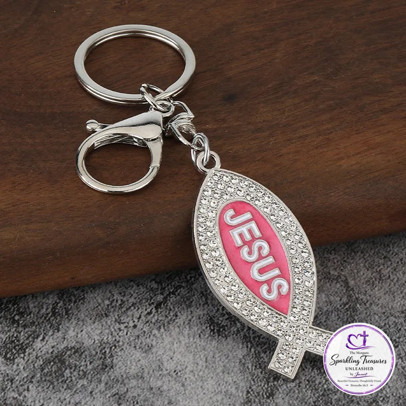 Faithful Fish™ Rhinestone Keychain