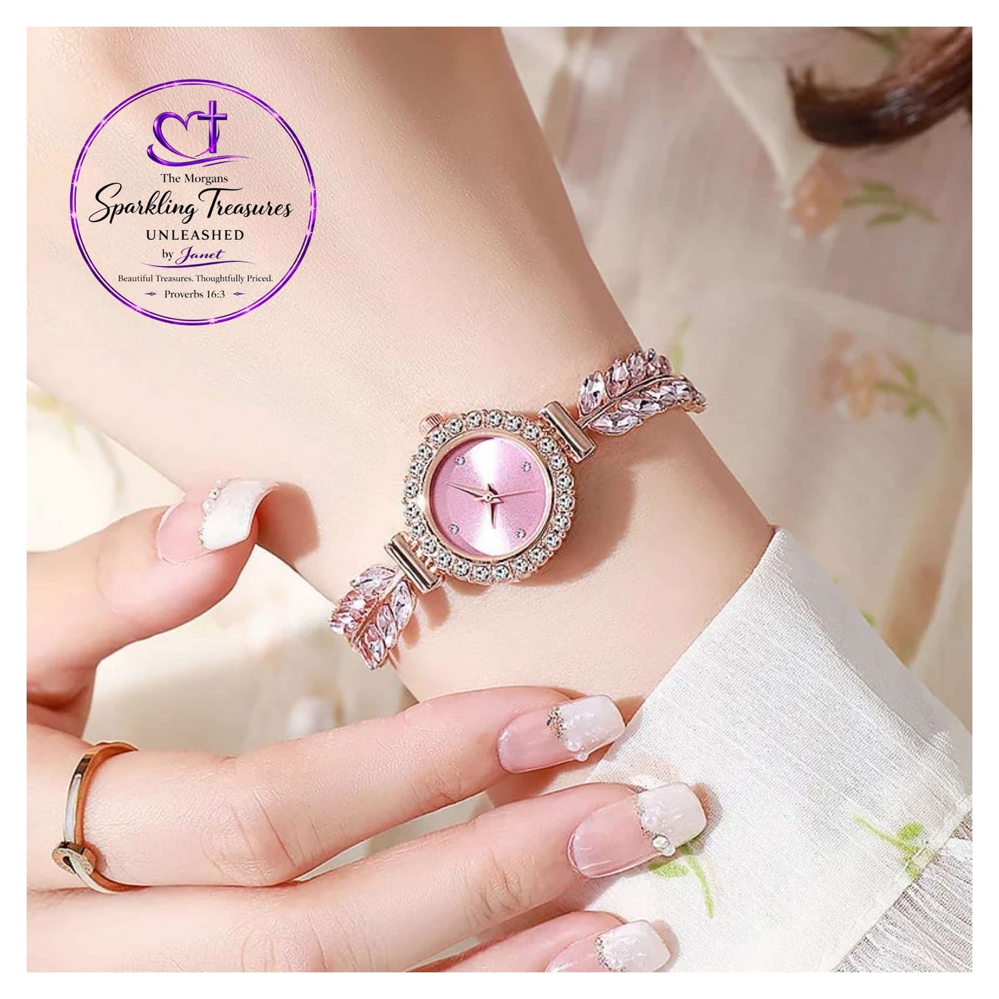 Rose Gold Radiance Woman's Watch Bracelet Silver or Pink Face Accessories,Pink,Rose Gold,Silver,UNLEASHED COLLECTION,Watch