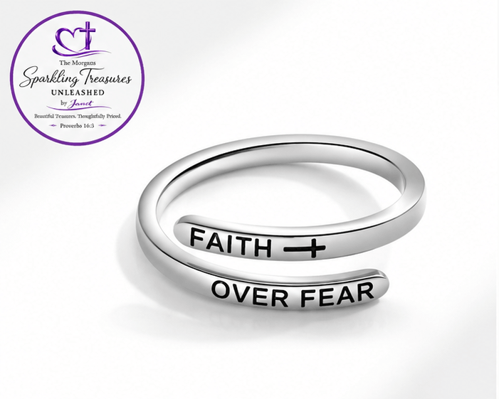 Faith Over Fear Adjustable Silver Ring Accessories,Adjustable Ring,Faith,Faith Collection,Fashion Ring,Open Ring,Open Ring Design,Ring,Rings,UNLEASHED COLLECTION