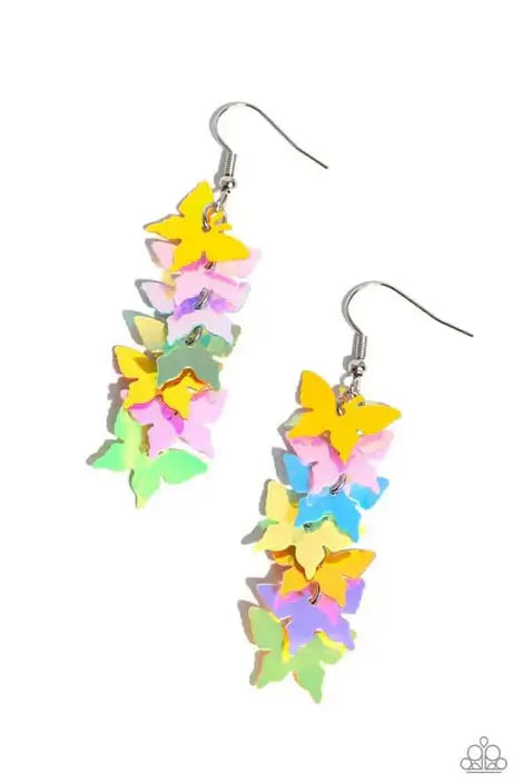 AERIAL AMBIANCE - MULTI Paparazzi Butterfly Earrings Accessories,Butterfly,earrings,Multicolor