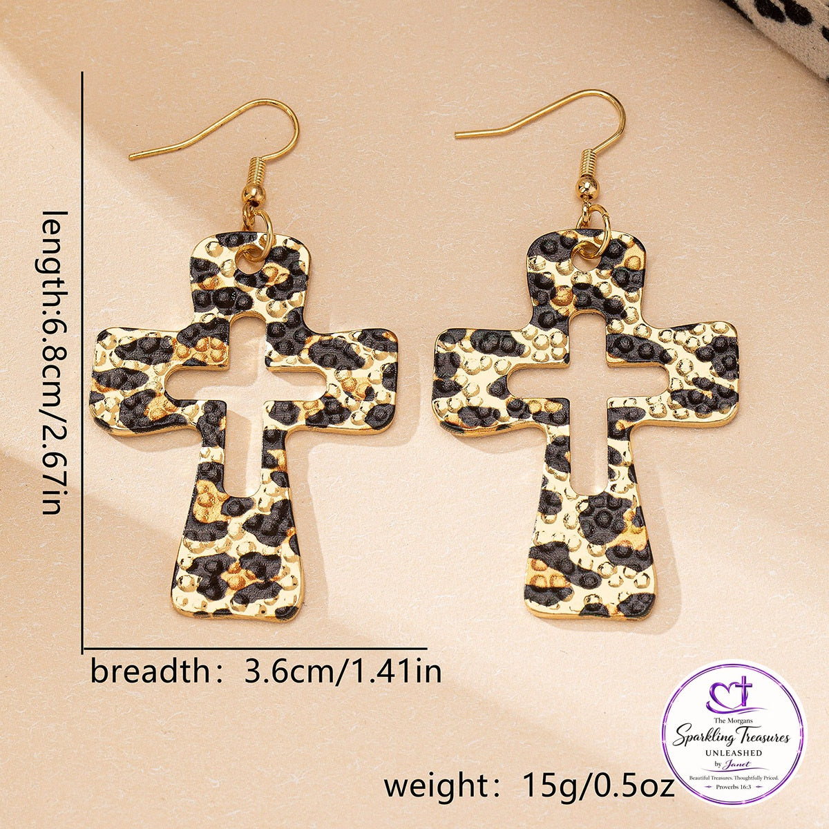 Wild Faith™ Leopard Cross Earrings
