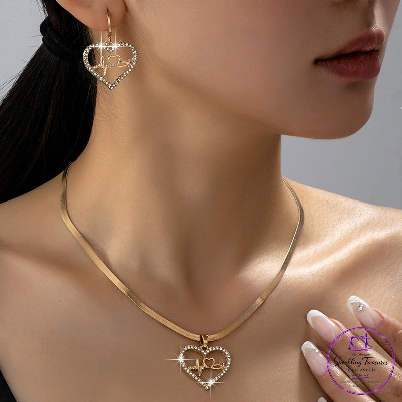 Golden Heartbeat™ Necklace and Earring Jewelry Set