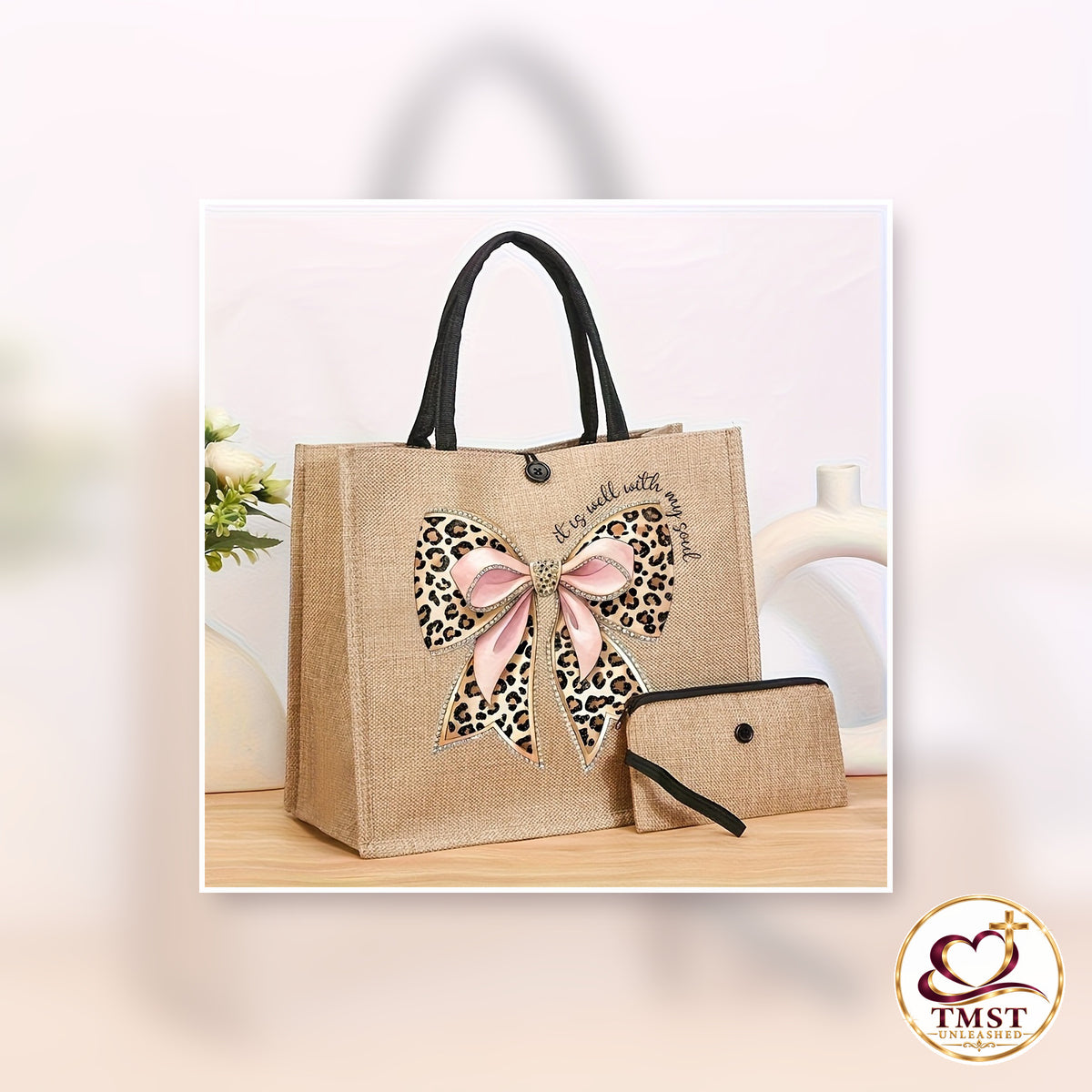 Wild at Heart leopard bow handbag set product photo
