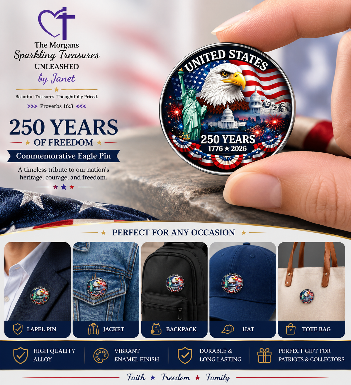 America 250th Legacy Eagle Commemorative Pin