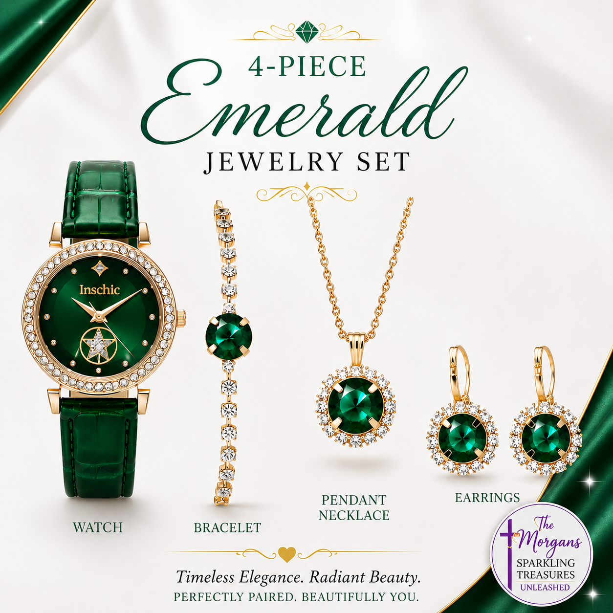 Emerald Elegance Luxe™ 4 Piece Gift Set - Emerald Green