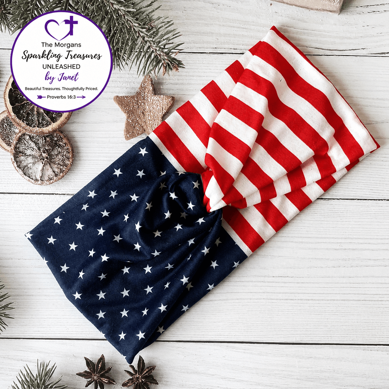 Stars and Stripes Freedom Twist Headband Accessories,Flag,Hair Clips,Headband,INDEPENDENCE DAY,Multicolor,Patriotic,UNLEASHED COLLECTION